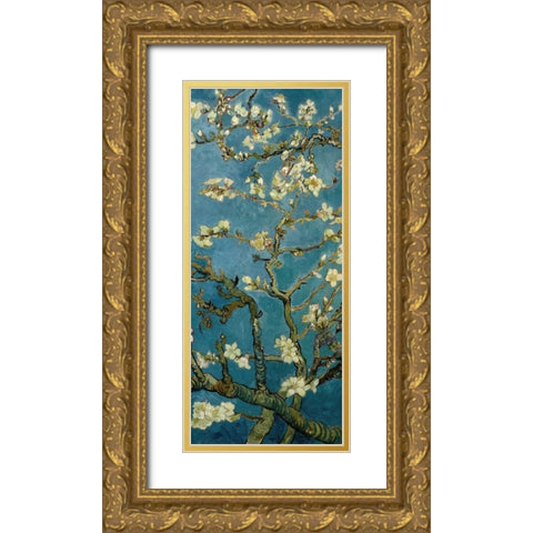 Blossoming Almond Tree - center Gold Ornate Wood Framed Art Print with Double Matting by Van Gogh, Vincent