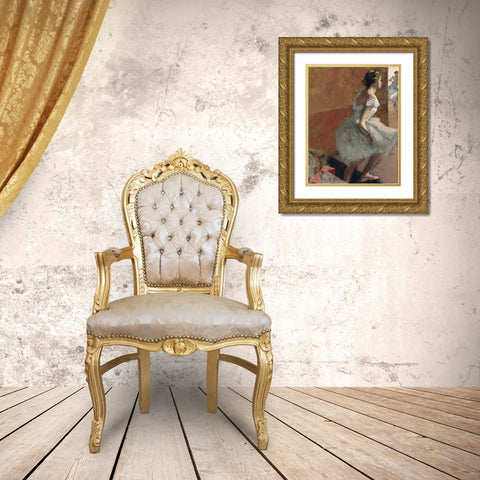 Danseuses Montant Un Escalier - center Gold Ornate Wood Framed Art Print with Double Matting by Degas, Edgar