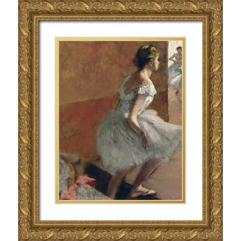 Danseuses Montant Un Escalier - center Gold Ornate Wood Framed Art Print with Double Matting by Degas, Edgar