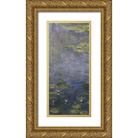 Water Lilies (Nympheas) IV (center) Gold Ornate Wood Framed Art Print with Double Matting by Monet, Claude