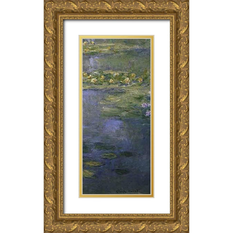 Water Lilies (Nympheas) IV (right) Gold Ornate Wood Framed Art Print with Double Matting by Monet, Claude