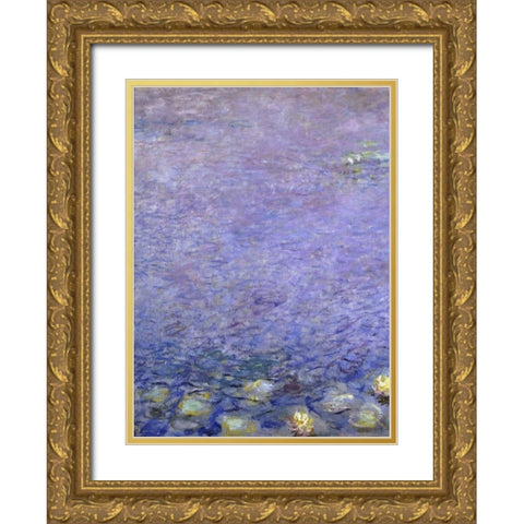 Water Lilies: Morning, c. 1914-26 - left Gold Ornate Wood Framed Art Print with Double Matting by Monet, Claude