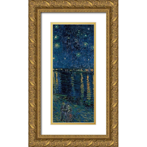 Starlight Over the Rhone (right) Gold Ornate Wood Framed Art Print with Double Matting by Van Gogh, Vincent