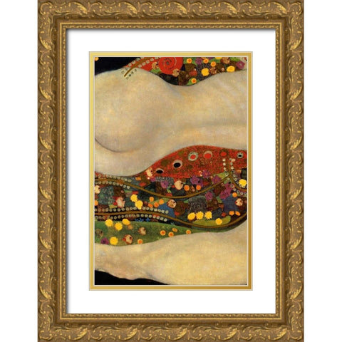 Sea Serpents V - left Gold Ornate Wood Framed Art Print with Double Matting by Klimt, Gustav