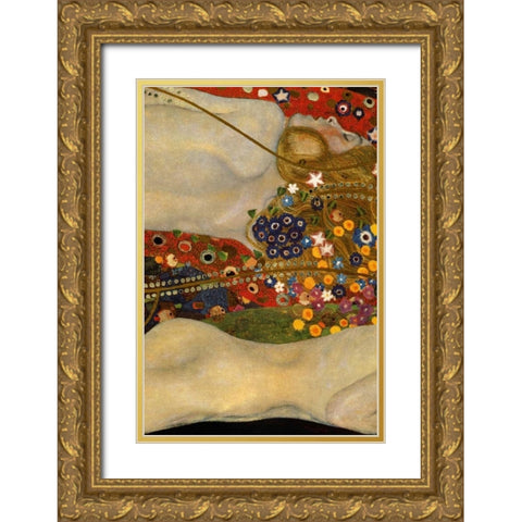 Sea Serpents V - center Gold Ornate Wood Framed Art Print with Double Matting by Klimt, Gustav