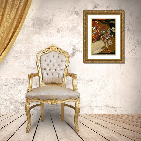 Sea Serpents V - right Gold Ornate Wood Framed Art Print with Double Matting by Klimt, Gustav