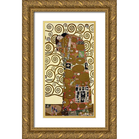 The Stoclet Frieze (right) Gold Ornate Wood Framed Art Print with Double Matting by Klimt, Gustav