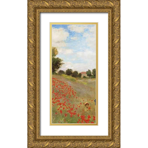 Field Of Poppies (Les Coquelicots) 1873 (center) Gold Ornate Wood Framed Art Print with Double Matting by Monet, Claude
