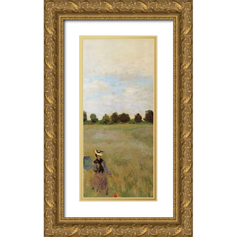 Field Of Poppies (Les Coquelicots) 1873 (right) Gold Ornate Wood Framed Art Print with Double Matting by Monet, Claude