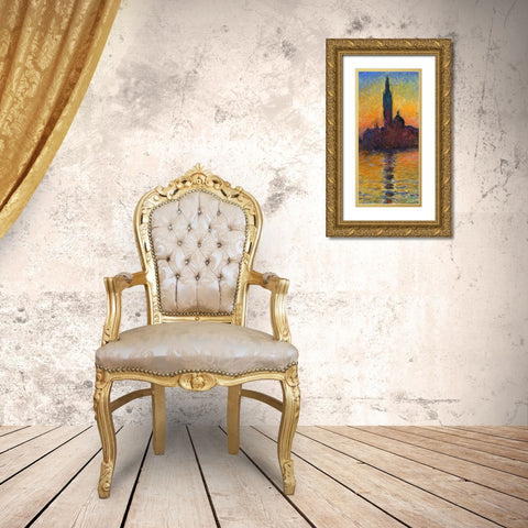 Twilight Venice - left Gold Ornate Wood Framed Art Print with Double Matting by Monet, Claude