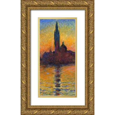 Twilight Venice - left Gold Ornate Wood Framed Art Print with Double Matting by Monet, Claude