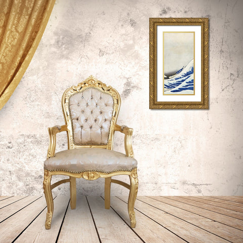 The Great Wave of Kanagawa - right Gold Ornate Wood Framed Art Print with Double Matting by Hokusai