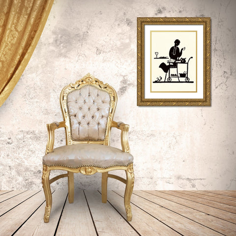Homemaker Takes Items From a Serving Cart Gold Ornate Wood Framed Art Print with Double Matting by Parrish, Maxfield