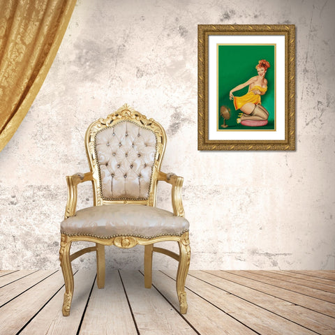 Beauty Parade  Magazine: How to Tickle a Girls Fancy Gold Ornate Wood Framed Art Print with Double Matting by Driben, Peter