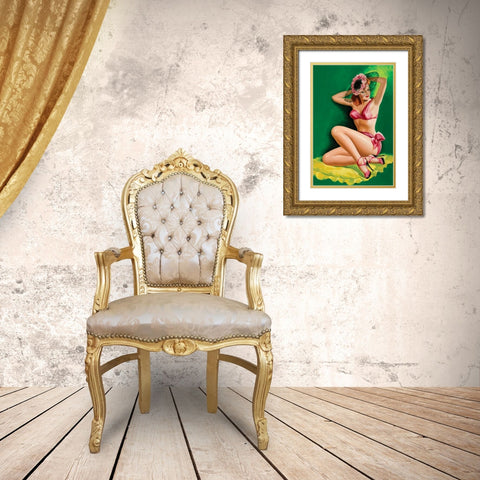 Flirt Magazine: Pinup with Hat Gold Ornate Wood Framed Art Print with Double Matting by Driben, Peter