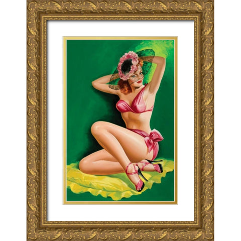Flirt Magazine: Pinup with Hat Gold Ornate Wood Framed Art Print with Double Matting by Driben, Peter