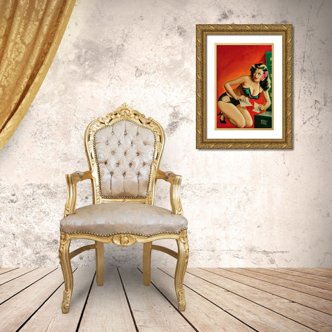 Special Detective Pulp Cover: Evidence Gold Ornate Wood Framed Art Print with Double Matting by Driben, Peter
