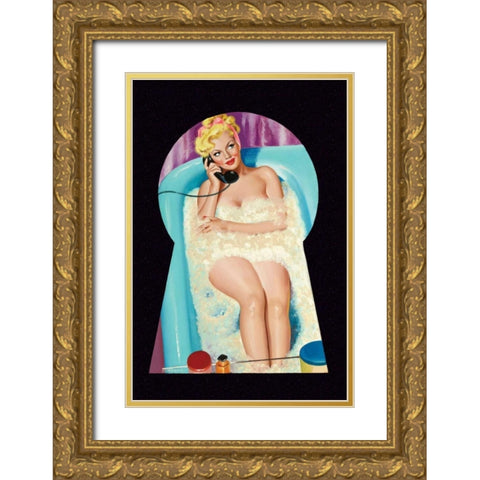 Whisper Magazine: Bubble Bath Gold Ornate Wood Framed Art Print with Double Matting by Driben, Peter