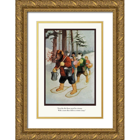 Teddy Roosevelts Bears: The Snow-Shoe Club Gold Ornate Wood Framed Art Print with Double Matting by Culver, R.K.