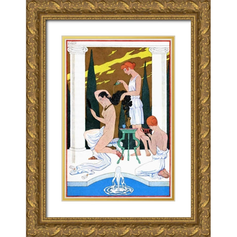 Ancient Rome Gold Ornate Wood Framed Art Print with Double Matting by Barbier, Georges