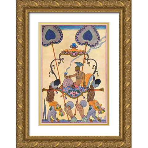 India Gold Ornate Wood Framed Art Print with Double Matting by Barbier, Georges