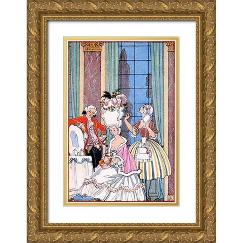 France in the 18th Century Gold Ornate Wood Framed Art Print with Double Matting by Barbier, Georges