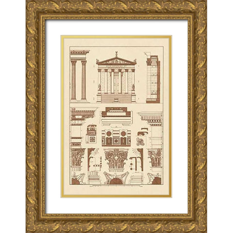 Temples of Antonius, Castor and Mars Gold Ornate Wood Framed Art Print with Double Matting by Buhlmann, J.
