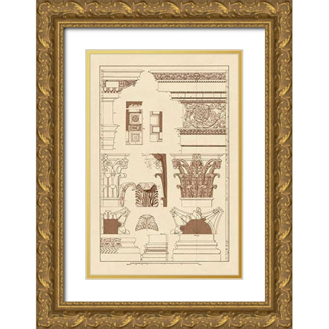 Entablatures, Capitals and Bases Gold Ornate Wood Framed Art Print with Double Matting by Buhlmann, J.