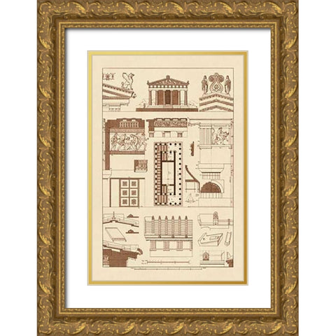 Temples and Roofings Gold Ornate Wood Framed Art Print with Double Matting by Buhlmann, J.