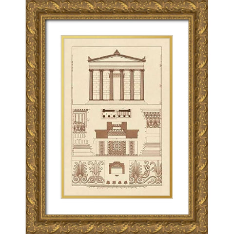 Portico, Coffer and Palmette-Ornament Gold Ornate Wood Framed Art Print with Double Matting by Buhlmann, J.