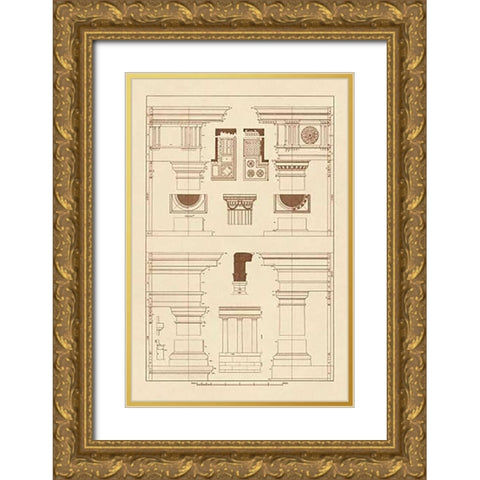 Doric, Tuscan Orders and Columns Gold Ornate Wood Framed Art Print with Double Matting by Buhlmann, J.