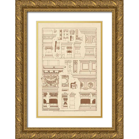 Details of Basilica at Vicenza and Library at Venice Gold Ornate Wood Framed Art Print with Double Matting by Buhlmann, J.