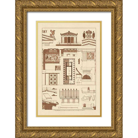 Temple of Athene and Theseus, PolyMuseumome Gold Ornate Wood Framed Art Print with Double Matting by Buhlmann, J.