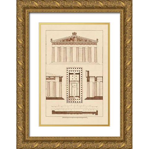 The Parthenon at Athens, PolyMuseumome Gold Ornate Wood Framed Art Print with Double Matting by Buhlmann, J.