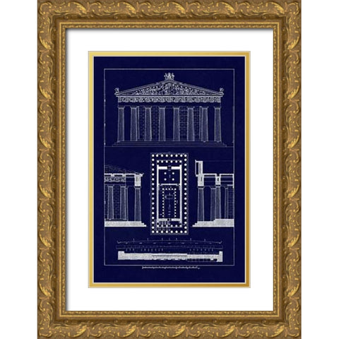 The Parthenon at Athens (Blueprint) Gold Ornate Wood Framed Art Print with Double Matting by Buhlmann, J.