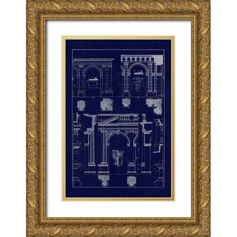Arcades (Blueprint) Gold Ornate Wood Framed Art Print with Double Matting by Buhlmann, J.