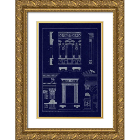 Window in the Cortile of Dodges Palace, Palazzo Vecchio, and Santa Croce (Blueprint) Gold Ornate Wood Framed Art Print with Double Matting by Buhlmann, J.