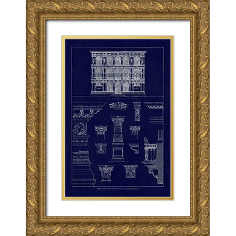 Palazzo Vendramin-Calergi at Venice (Blueprint) Gold Ornate Wood Framed Art Print with Double Matting by Buhlmann, J.