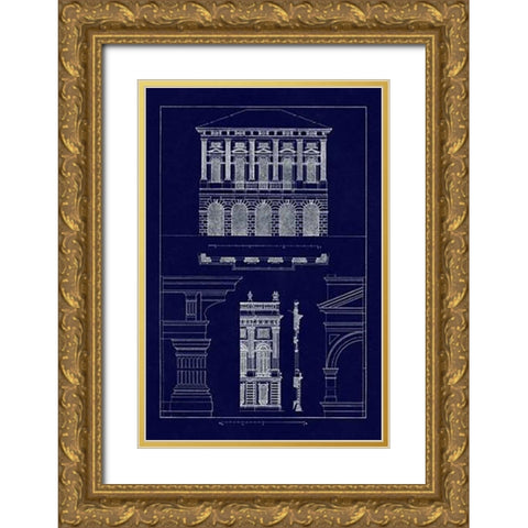 Palazzo Verzi at Verona, Palazzo Madama (Blueprint) Gold Ornate Wood Framed Art Print with Double Matting by Buhlmann, J.