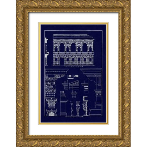 Palazzo Bevilacqua at Verona (Blueprint) Gold Ornate Wood Framed Art Print with Double Matting by Buhlmann, J.