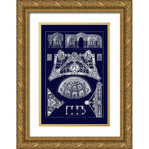 Cross Vaults of the Renaissance (Blueprint) Gold Ornate Wood Framed Art Print with Double Matting by Buhlmann, J.