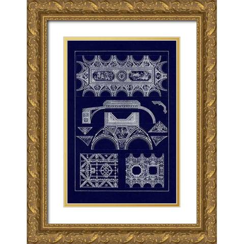 Coved Ceiling (Blueprint) Gold Ornate Wood Framed Art Print with Double Matting by Buhlmann, J.