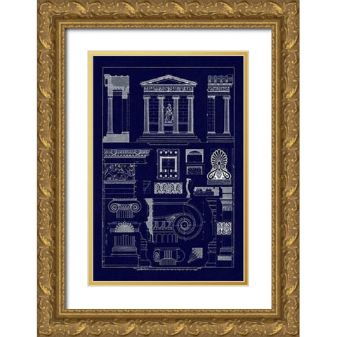 Temple of Nike Apteros at Athens (Blueprint) Gold Ornate Wood Framed Art Print with Double Matting by Buhlmann, J.