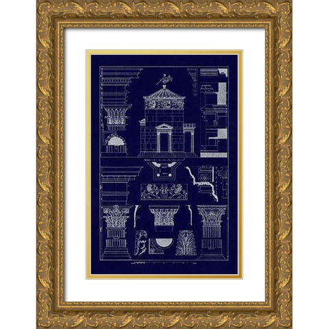 Tower of the Winds and Stoa of Hadrian (Blueprint) Gold Ornate Wood Framed Art Print with Double Matting by Buhlmann, J.