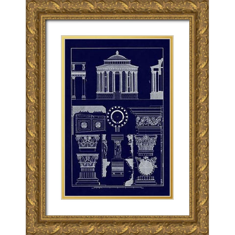 Temple of Vesta at Tivoli, Incantana at Salonichi (Blueprint) Gold Ornate Wood Framed Art Print with Double Matting by Buhlmann, J.
