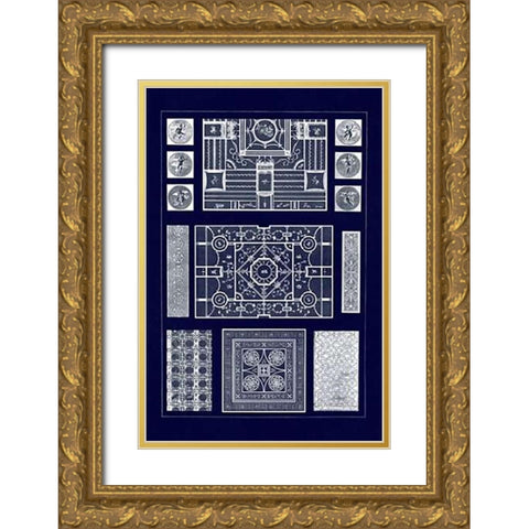 Painted Ceilings and Pavements from Pompeii (Blueprint) Gold Ornate Wood Framed Art Print with Double Matting by Buhlmann, J.