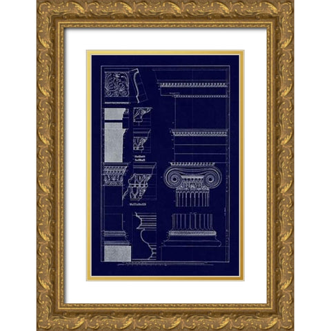 Details from the North Portico of the Erechtheum (Blueprint) Gold Ornate Wood Framed Art Print with Double Matting by Buhlmann, J.