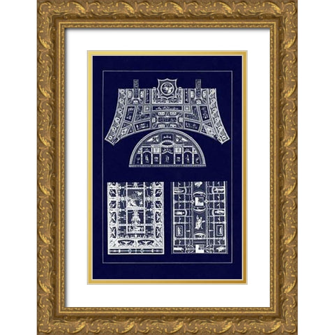 Decorative Painting in the Roman Vaults (Blueprint) Gold Ornate Wood Framed Art Print with Double Matting by Buhlmann, J.