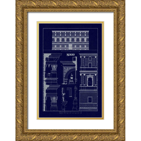 Palazzo Giraud at Rome (Blueprint) Gold Ornate Wood Framed Art Print with Double Matting by Buhlmann, J.