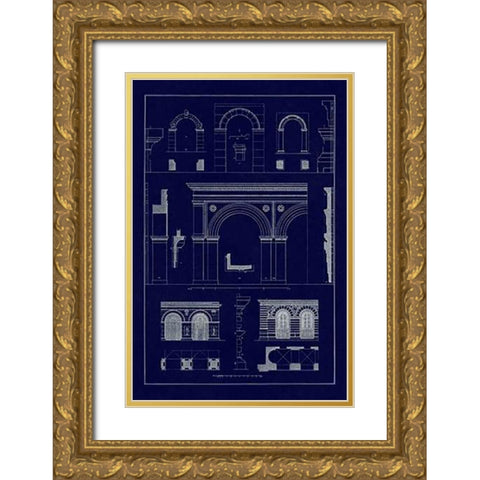 Gateways, Arches and Arcades (Blueprint) Gold Ornate Wood Framed Art Print with Double Matting by Buhlmann, J.